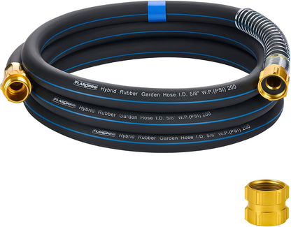 5/8 IN. × 5FT. Heavy Duty Hybrid Rubber Garden Hose, High Flow 5/8" I.D. No Memory Durable Lightweight Water Hose Leader Hose for Watering, Irrigation, Water Transfer Pump