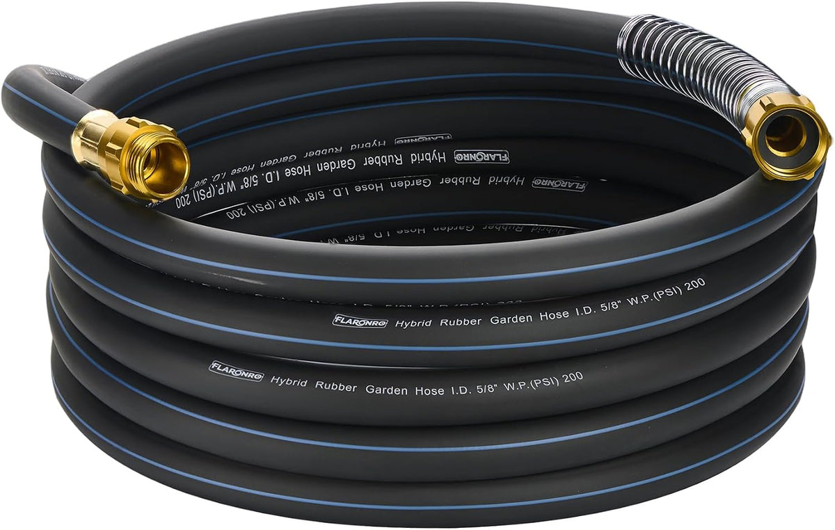 5/8 IN. × 5FT. Heavy Duty Hybrid Rubber Garden Hose, High Flow 5/8" I.D. No Memory Durable Lightweight Water Hose Leader Hose for Watering, Irrigation, Water Transfer Pump
