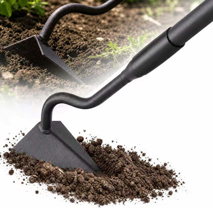Hoe Garden Tool, Triangle Garden Hoe for Digging Cutting Trenches Loosen Soil Heavy Duty Hand Weed Hoe Long Handle 59 Inch