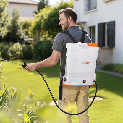 Battery Powered 15 Gallon Garden Weed Sprayer with Wheeled Cart, 126FT Hose with Reel, 8 Nozzles, 2 Wands with Lock Trigger, 0-90PSI, 5-6h Spray Time, Wide Mouth Lid, Rotating Wheels with Brake