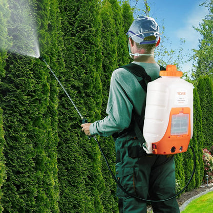 Battery Powered 15 Gallon Garden Weed Sprayer with Wheeled Cart, 126FT Hose with Reel, 8 Nozzles, 2 Wands with Lock Trigger, 0-90PSI, 5-6h Spray Time, Wide Mouth Lid, Rotating Wheels with Brake