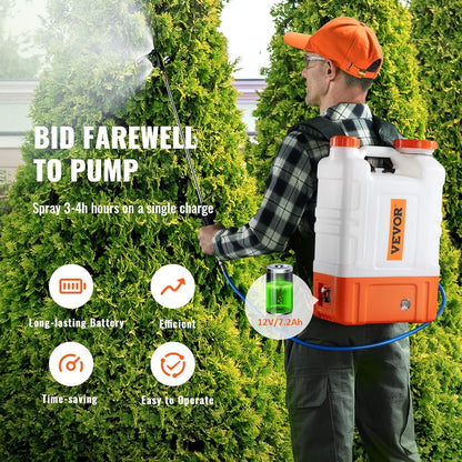 Battery Powered 15 Gallon Garden Weed Sprayer with Wheeled Cart, 126FT Hose with Reel, 8 Nozzles, 2 Wands with Lock Trigger, 0-90PSI, 5-6h Spray Time, Wide Mouth Lid, Rotating Wheels with Brake