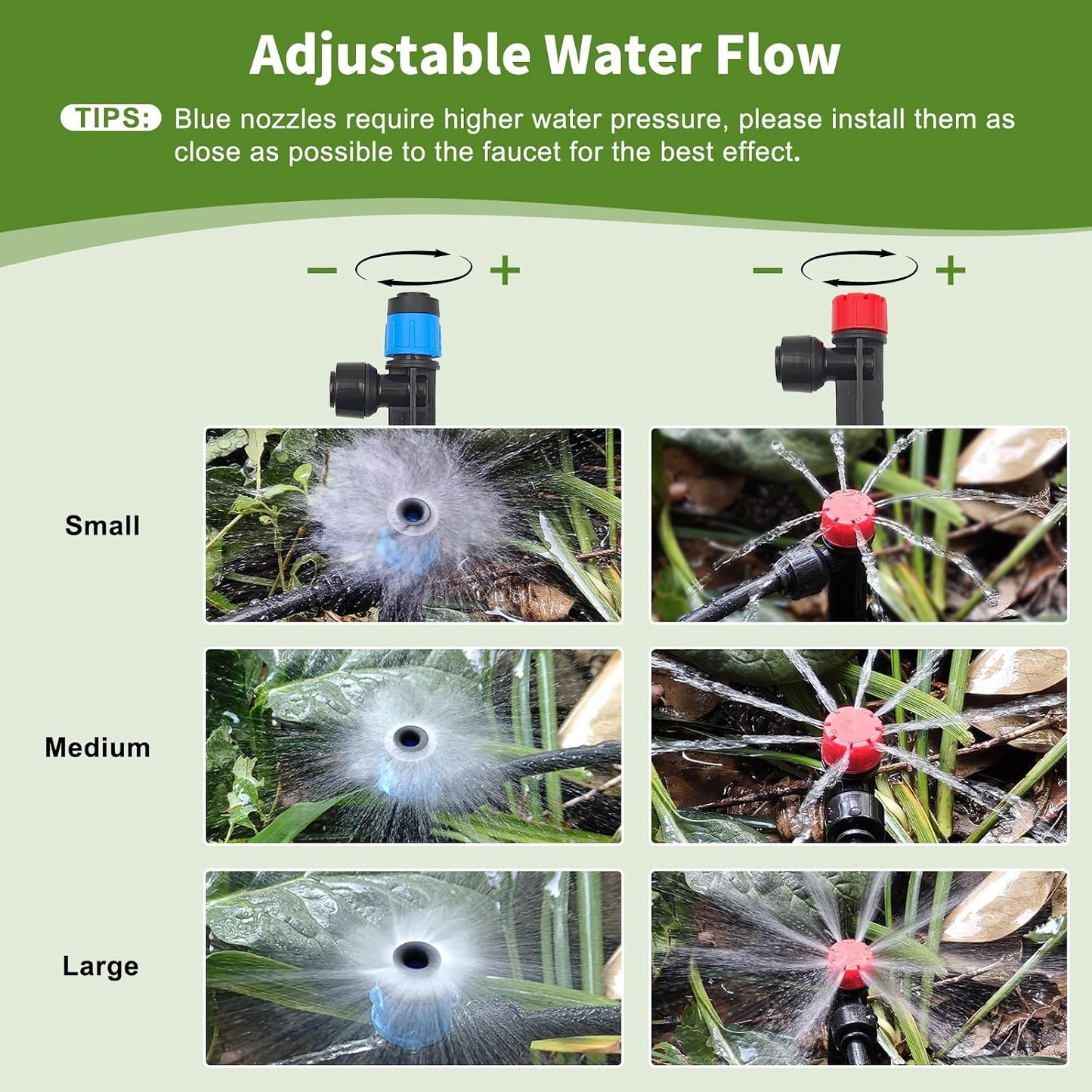 230FT Drip Irrigation System for Garden with 40 Nozzles & Emitters, Quick Connect Garden Watering System with 1/2" & 1/4" Tube, Adjustable Sprinklers Kit for Greenhouse, Lawn, Flower Beds, Raised Bed