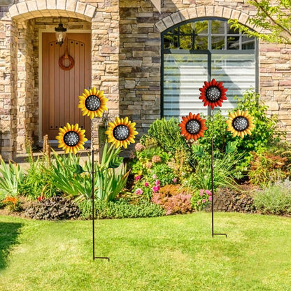 Metal Flowers for Outside, 2 Pack Sunflower Garden Stakes