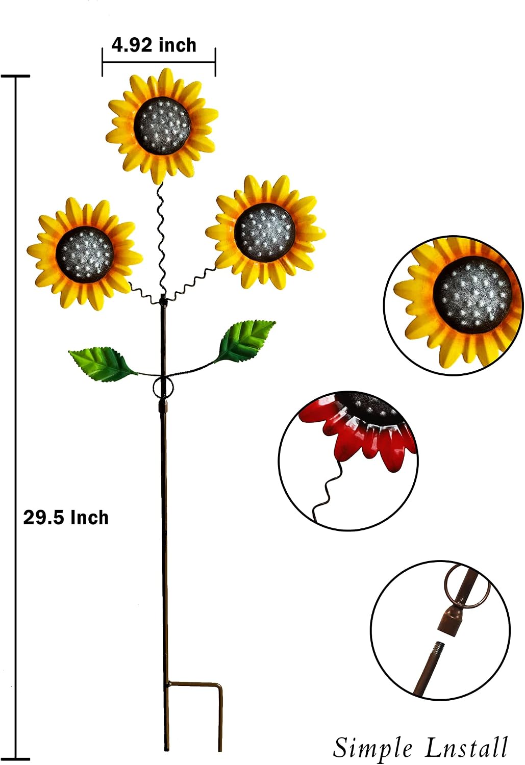 Metal Flowers for Outside, 2 Pack Sunflower Garden Stakes
