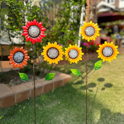 Metal Flowers for Outside, 2 Pack Sunflower Garden Stakes