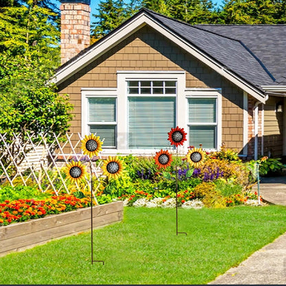 Metal Flowers for Outside, 2 Pack Sunflower Garden Stakes