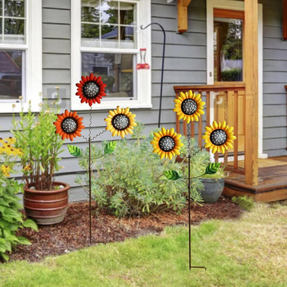 Metal Flowers for Outside, 2 Pack Sunflower Garden Stakes