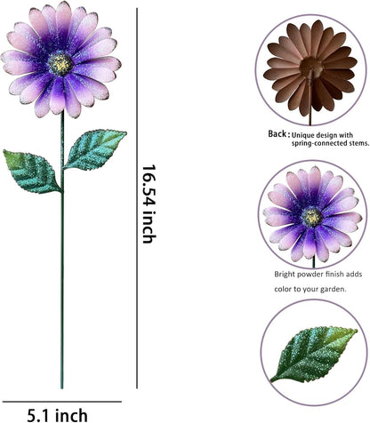 Metal Flowers for Outside, 2 Pack Sunflower Garden Stakes