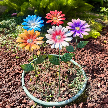 Metal Flowers for Outside, 2 Pack Sunflower Garden Stakes