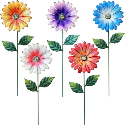 Metal Flowers for Outside, 2 Pack Sunflower Garden Stakes