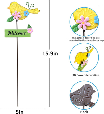 Metal Flowers for Outside, 2 Pack Sunflower Garden Stakes