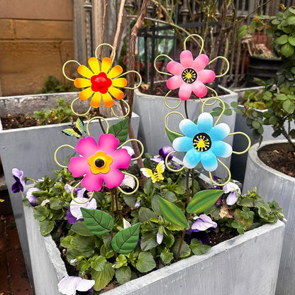 Metal Flowers for Outside, 2 Pack Sunflower Garden Stakes
