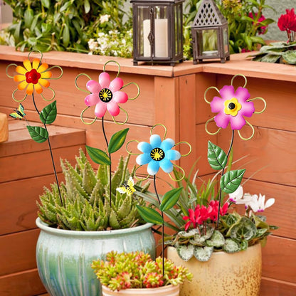 Metal Flowers for Outside, 2 Pack Sunflower Garden Stakes