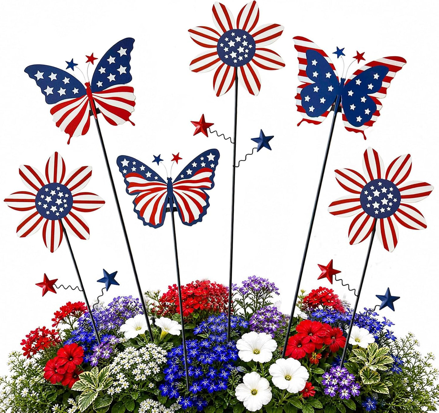 Metal Flowers for Outside, 2 Pack Sunflower Garden Stakes