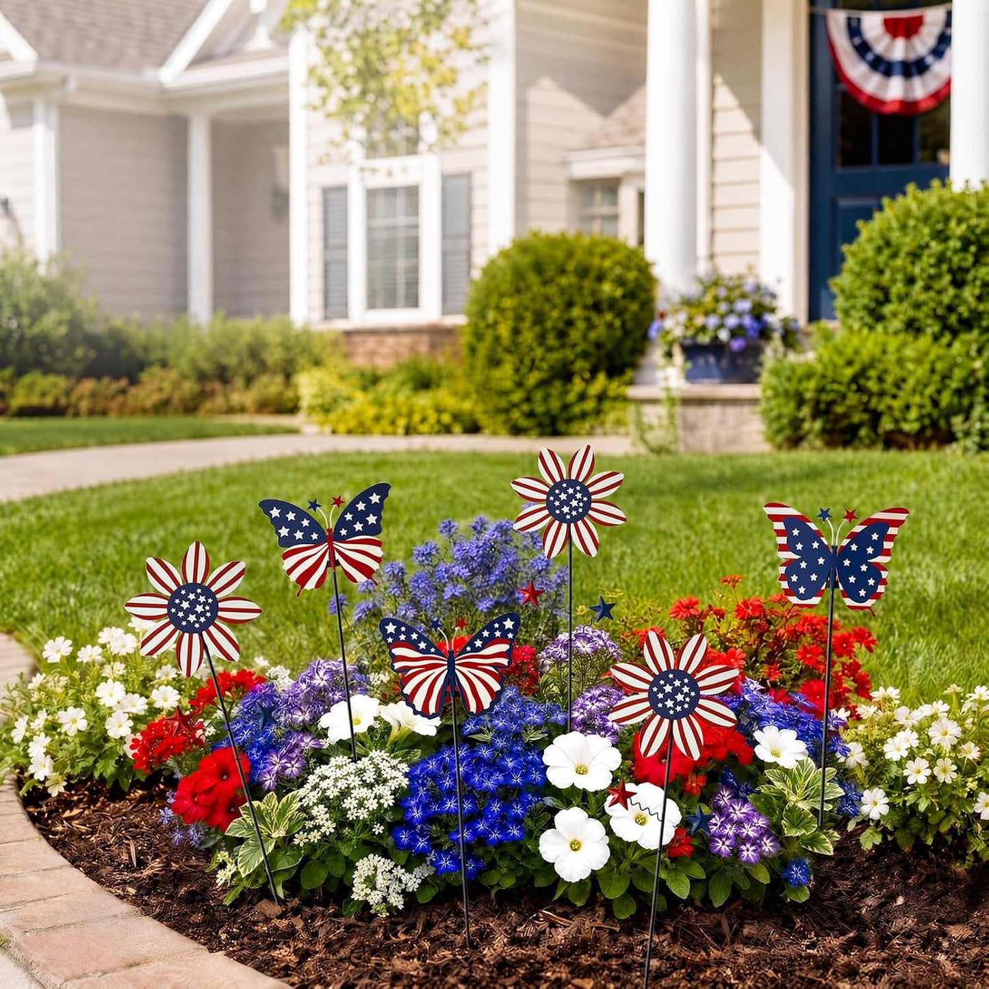 Metal Flowers for Outside, 2 Pack Sunflower Garden Stakes