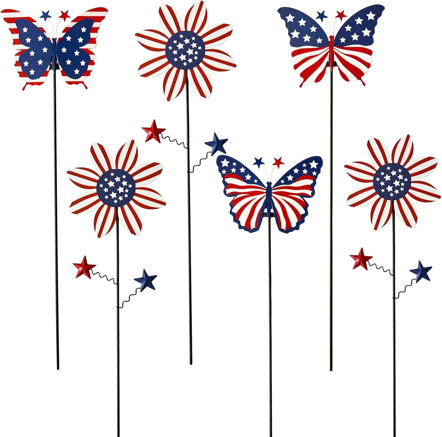 Metal Flowers for Outside, 2 Pack Sunflower Garden Stakes