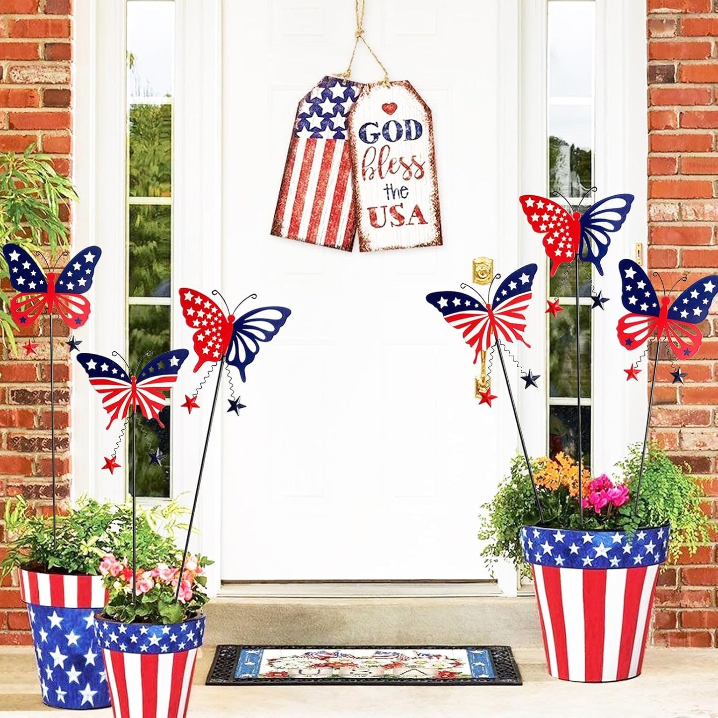 Metal Flowers for Outside, 2 Pack Sunflower Garden Stakes