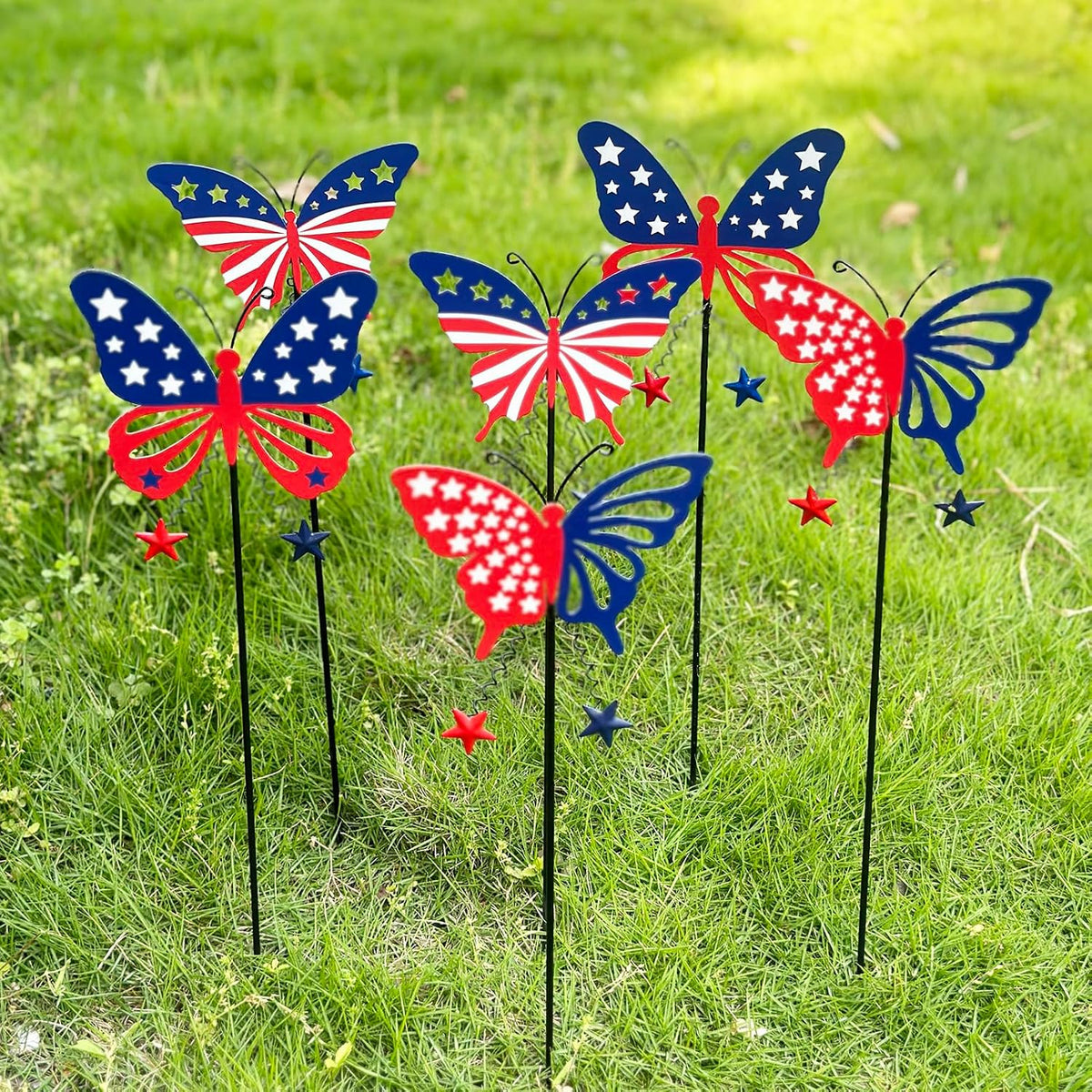 Metal Flowers for Outside, 2 Pack Sunflower Garden Stakes