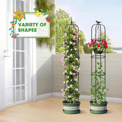 Tower Obelisk Garden Trellis for Climbing Plant，6.2FT/74.4" Rustproof Metal Potted Plant Climbing Support for Indoor Outdoor Flowers Vegetable Fruits Vines Support （1pcs）