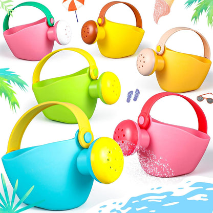 6 Pcs Watering Can Set Small Plastic Beach Watering Can Bath Toy Toddler Gardening Equipment Toy for Girl Boy Beach Outdoor Garden