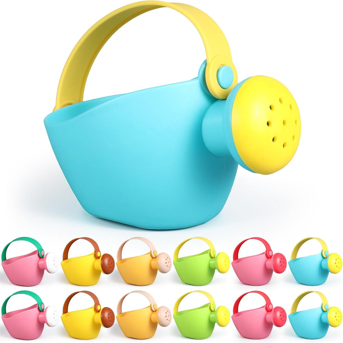 6 Pcs Watering Can Set Small Plastic Beach Watering Can Bath Toy Toddler Gardening Equipment Toy for Girl Boy Beach Outdoor Garden