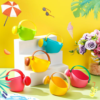 6 Pcs Watering Can Set Small Plastic Beach Watering Can Bath Toy Toddler Gardening Equipment Toy for Girl Boy Beach Outdoor Garden
