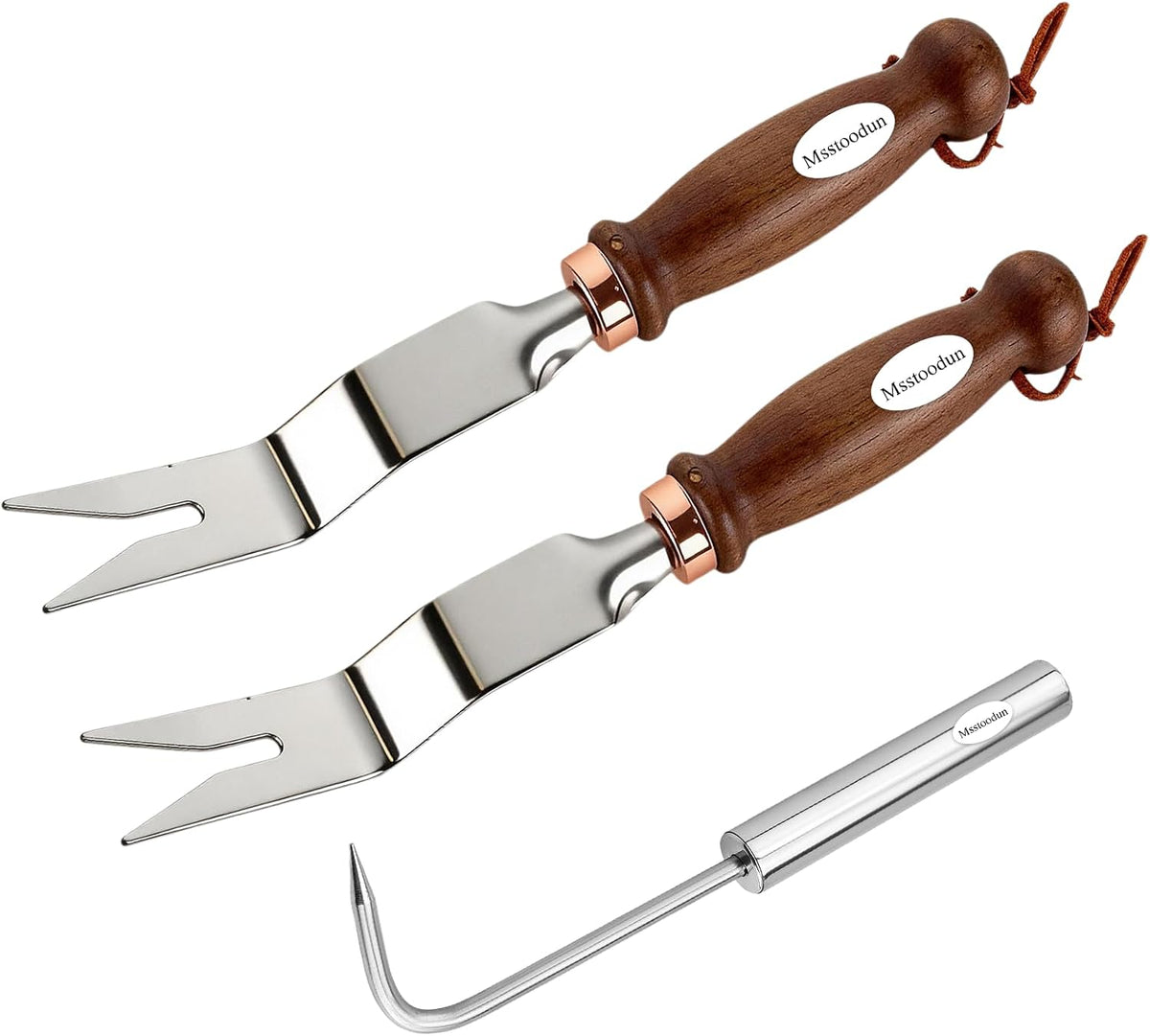 2 Pack Garden Weeding Tool, Stainless Steel Hand Weeder & Garden Trowel with Serrated Edge and Depth Measurement Marks, Wooden Handle Gardening Tool for Digging, Planting, Transplanting & Weed Removal
