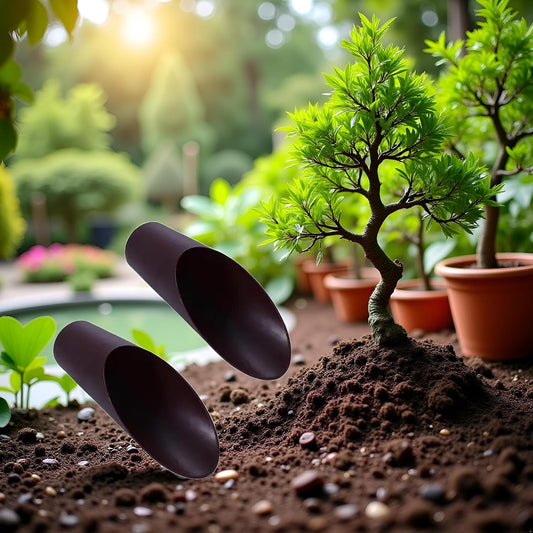 2Pcs Coffee Color Bonsai Soil Scoops, Plastic Garden Soil Scoops,Garden Potted Plant Succulent Planting Tool Gifts Tool