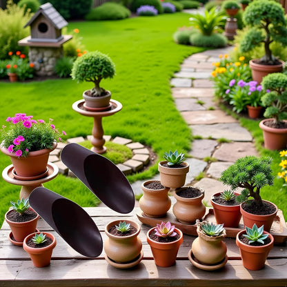 2Pcs Coffee Color Bonsai Soil Scoops, Plastic Garden Soil Scoops,Garden Potted Plant Succulent Planting Tool Gifts Tool