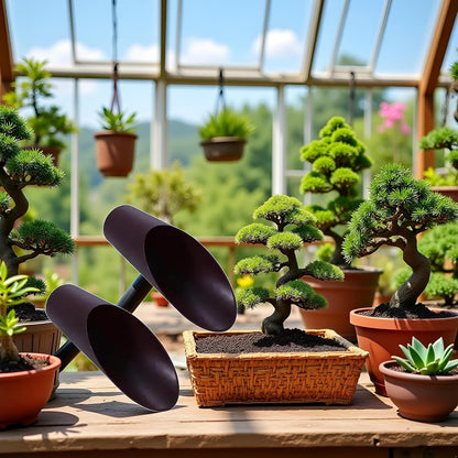 2Pcs Coffee Color Bonsai Soil Scoops, Plastic Garden Soil Scoops,Garden Potted Plant Succulent Planting Tool Gifts Tool