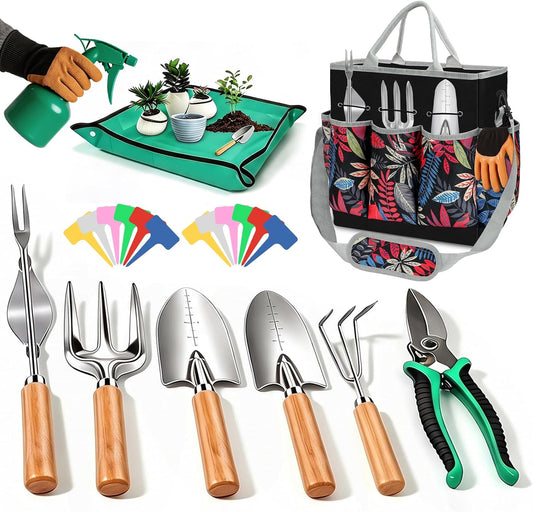 22Pcs Gardenings Tool, Heavy Duty Garden Hand Tools Gifts for Women Men