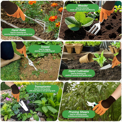 22Pcs Gardenings Tool, Heavy Duty Garden Hand Tools Gifts for Women Men