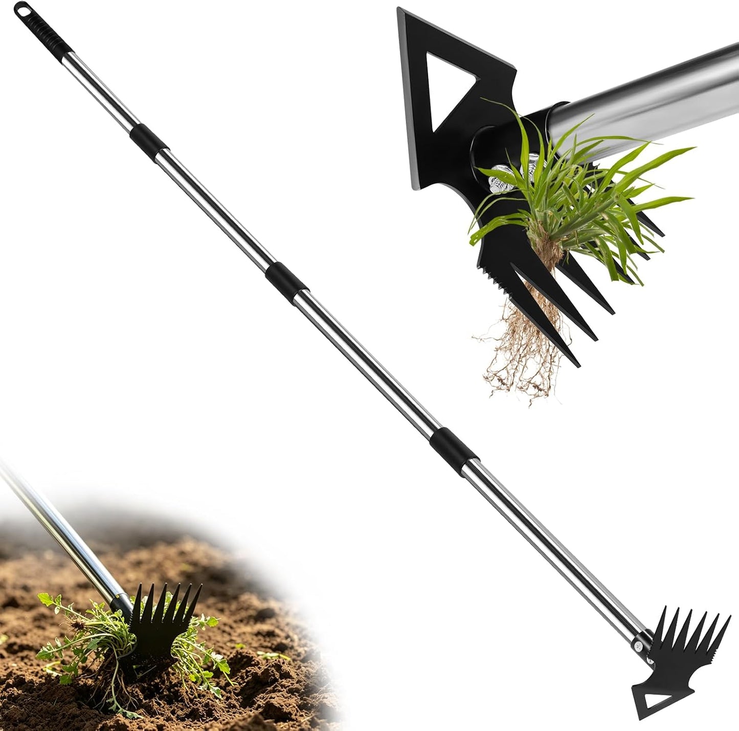 Upgraded Weed Puller Tool with Long Handle, 56" Manual Weeder Remover Tool