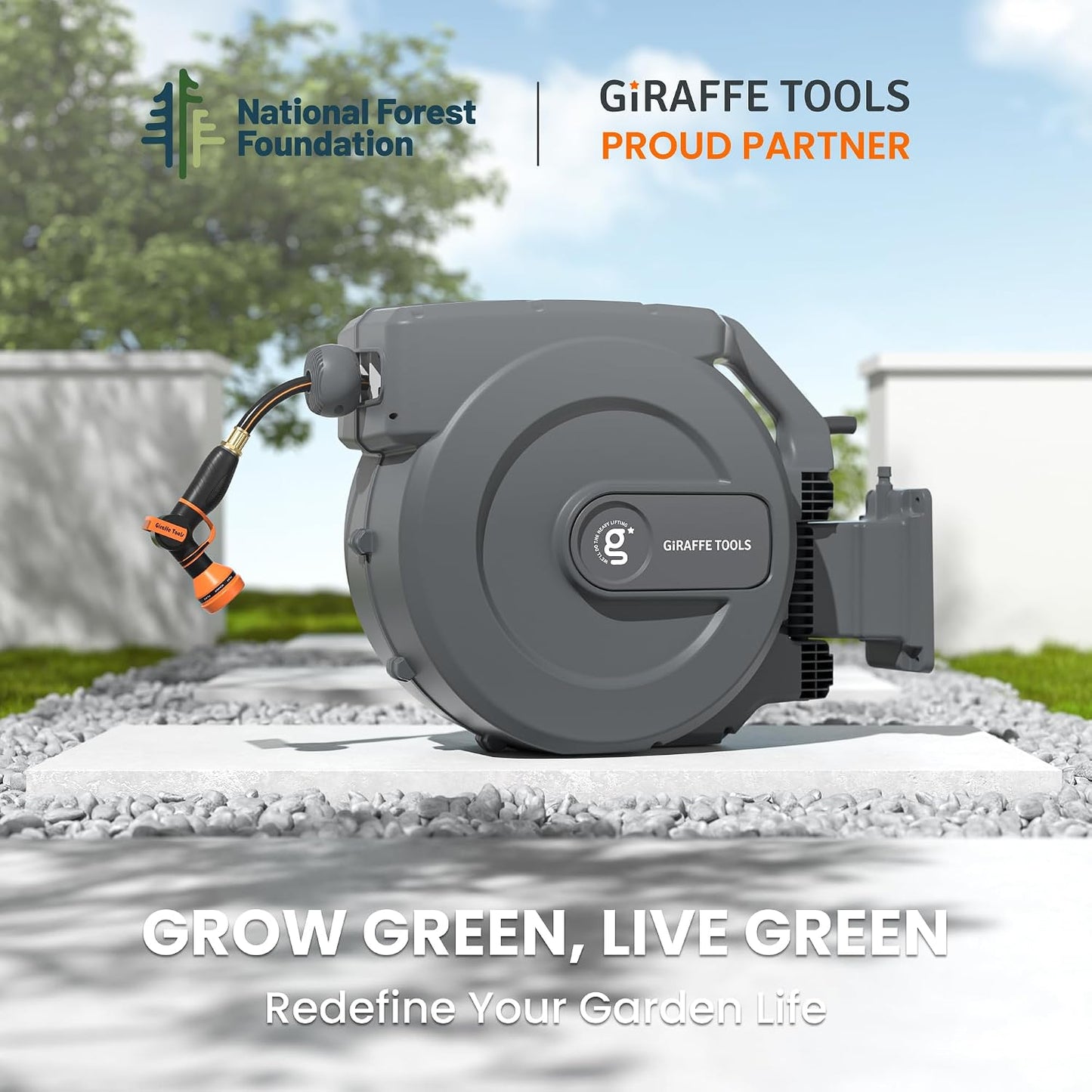 Retractable Garden Hose Reel 1/2 Inch x 155+5 ft and Hose Reel 1/2 Inch x 130 ft, Heavy Duty, Any Length Lock, Slow Return System, Wall Mounted and 180 Deg Swivel Bracket