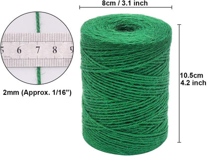 Garden Twine, 656 Feet 2mm Green Jute Twine for Gardening, Plant Ties for Climbing Plants, Tomatoes, Vegetables, Crafts