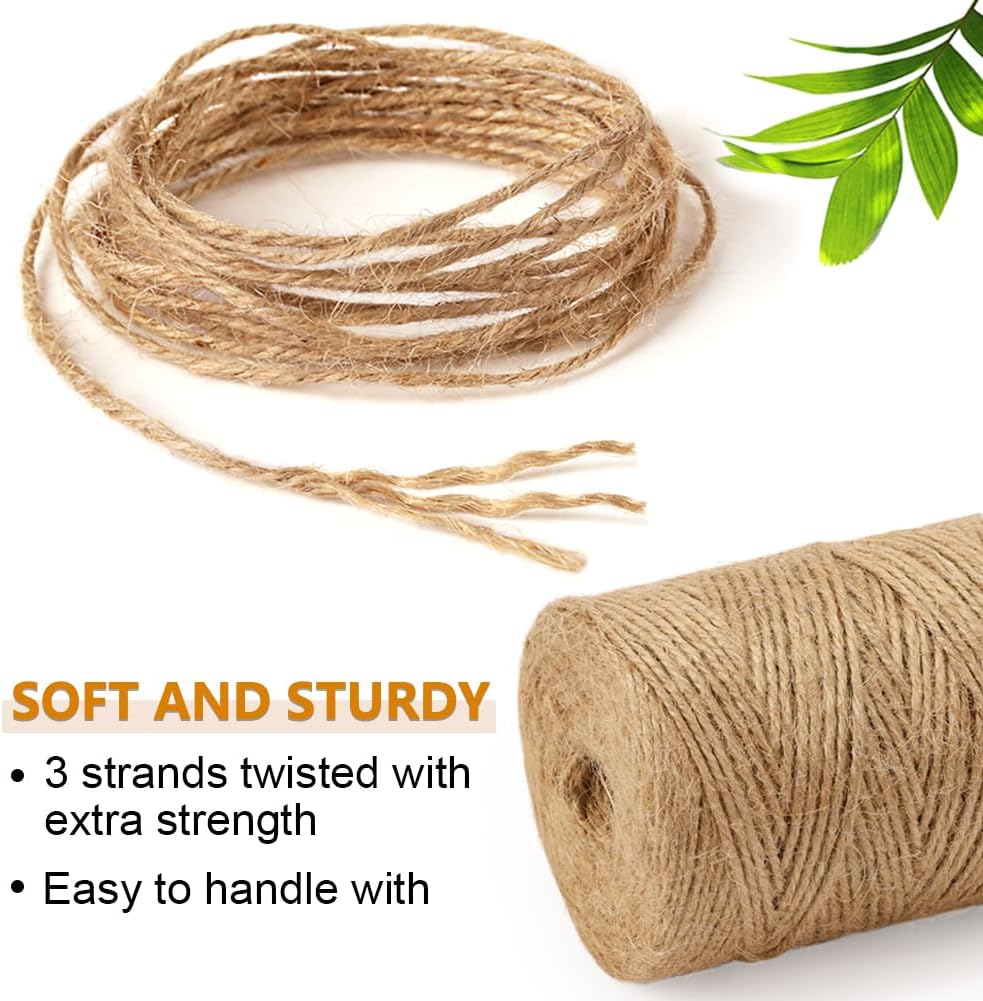 Garden Twine, 656 Feet 2mm Green Jute Twine for Gardening, Plant Ties for Climbing Plants, Tomatoes, Vegetables, Crafts
