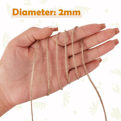 Garden Twine, 656 Feet 2mm Green Jute Twine for Gardening, Plant Ties for Climbing Plants, Tomatoes, Vegetables, Crafts