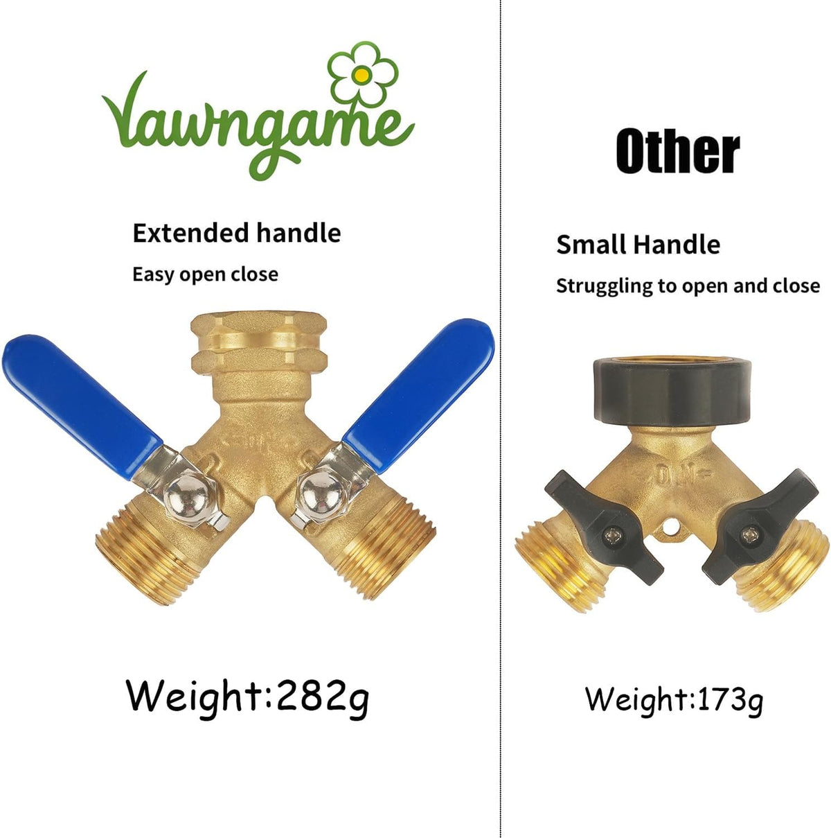 Hose Splitter 2 Way Heavy Duty, Full Flow Garden Hose Splitter
