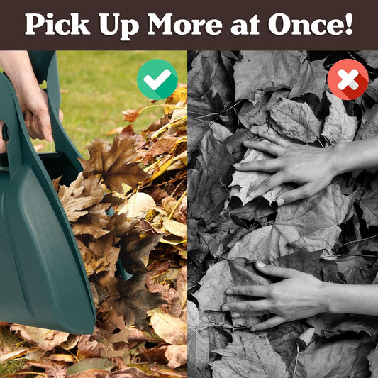 Leaf Scoops Hand Rakes - Lightweight, Durable Grabber Tool for Scooping Up Leaves, Spreading Mulch, Gardening, and Yard Work (Green)