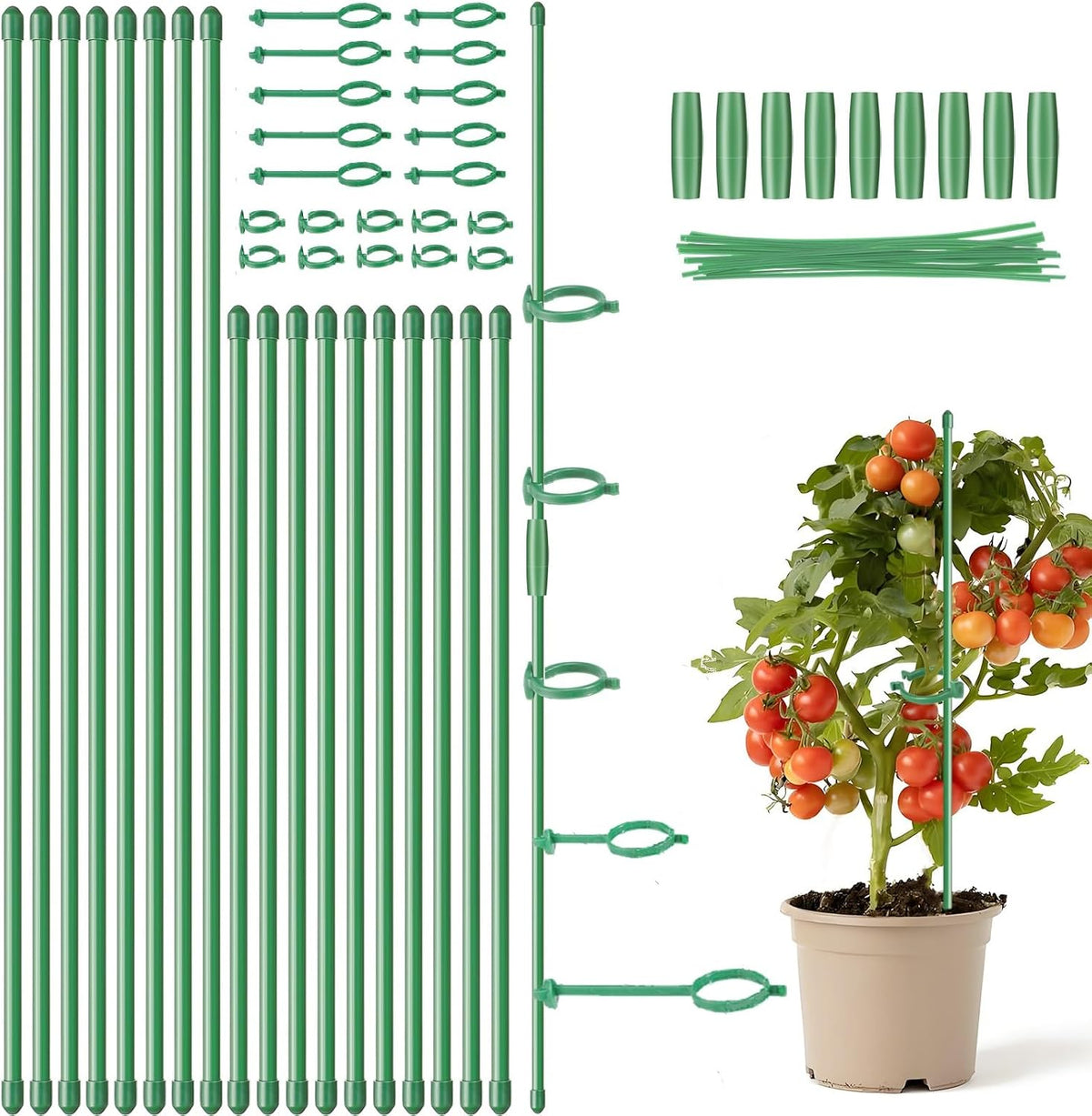 16inch & 12inch Adjustable Plant Stakes, 18Pcs Plant Supports Plant Sticks
