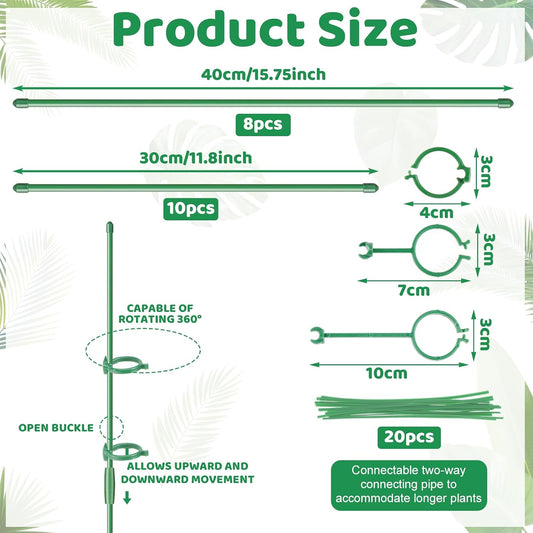 16inch & 12inch Adjustable Plant Stakes, 18Pcs Plant Supports Plant Sticks
