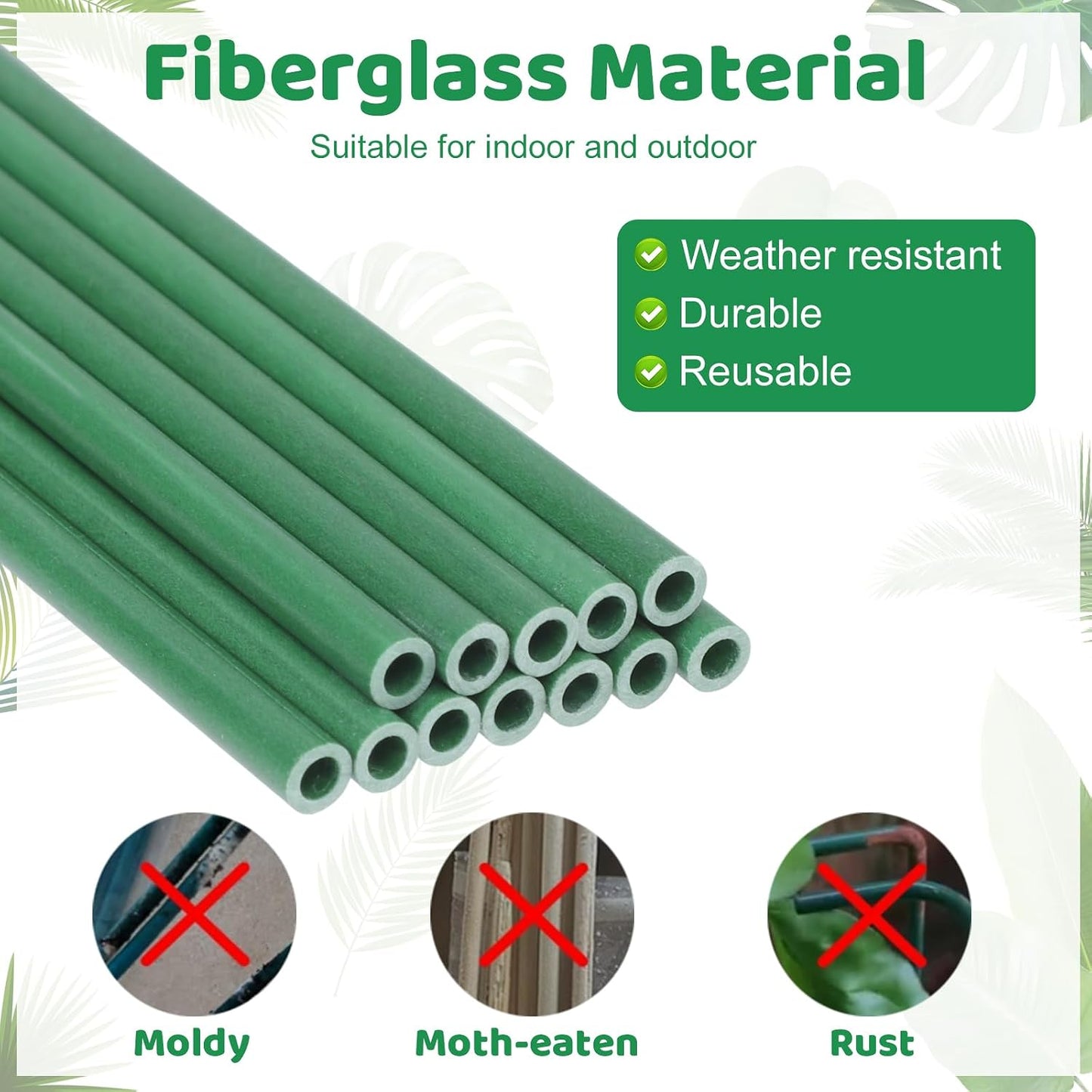 16inch & 12inch Adjustable Plant Stakes, 18Pcs Plant Supports Plant Sticks