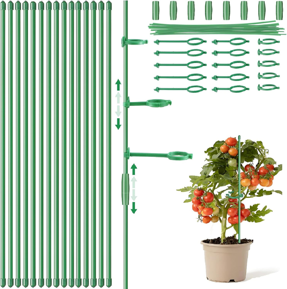 16inch & 12inch Adjustable Plant Stakes, 18Pcs Plant Supports Plant Sticks