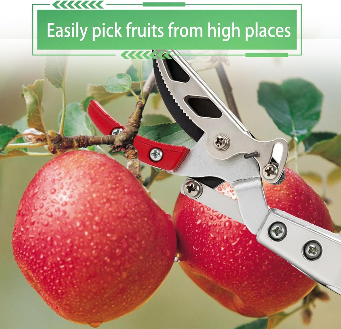 3.67-5.45Ft Extendable Cut & Tree Trimmer for Precision Gardening Pruning & Fruit picking, Long Reach Pruning Shears - Lightweight Aluminum Rust-Resistant Picker, Branch Bypass Loppers(1/2" Max Cut)