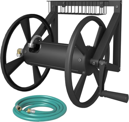 Triangle Wall Mounted Garden Hose Reel Outdoor Hose Holder Black