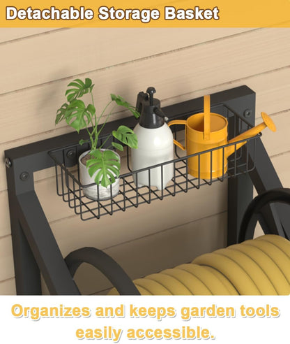 Triangle Wall Mounted Garden Hose Reel Outdoor Hose Holder Black
