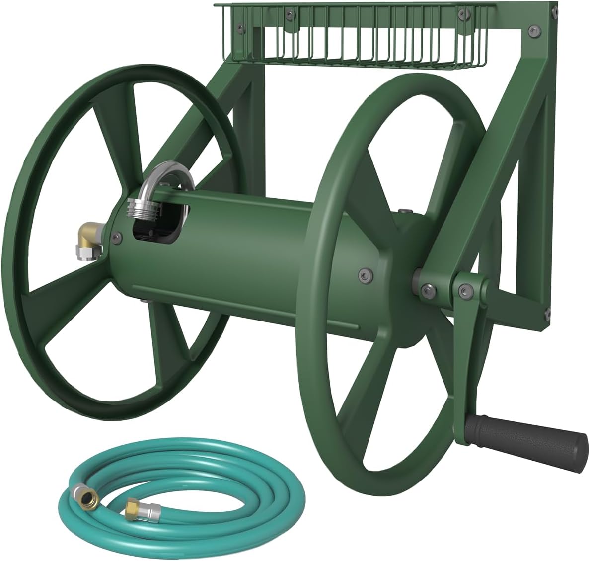 Triangle Wall Mounted Garden Hose Reel Outdoor Hose Holder Black