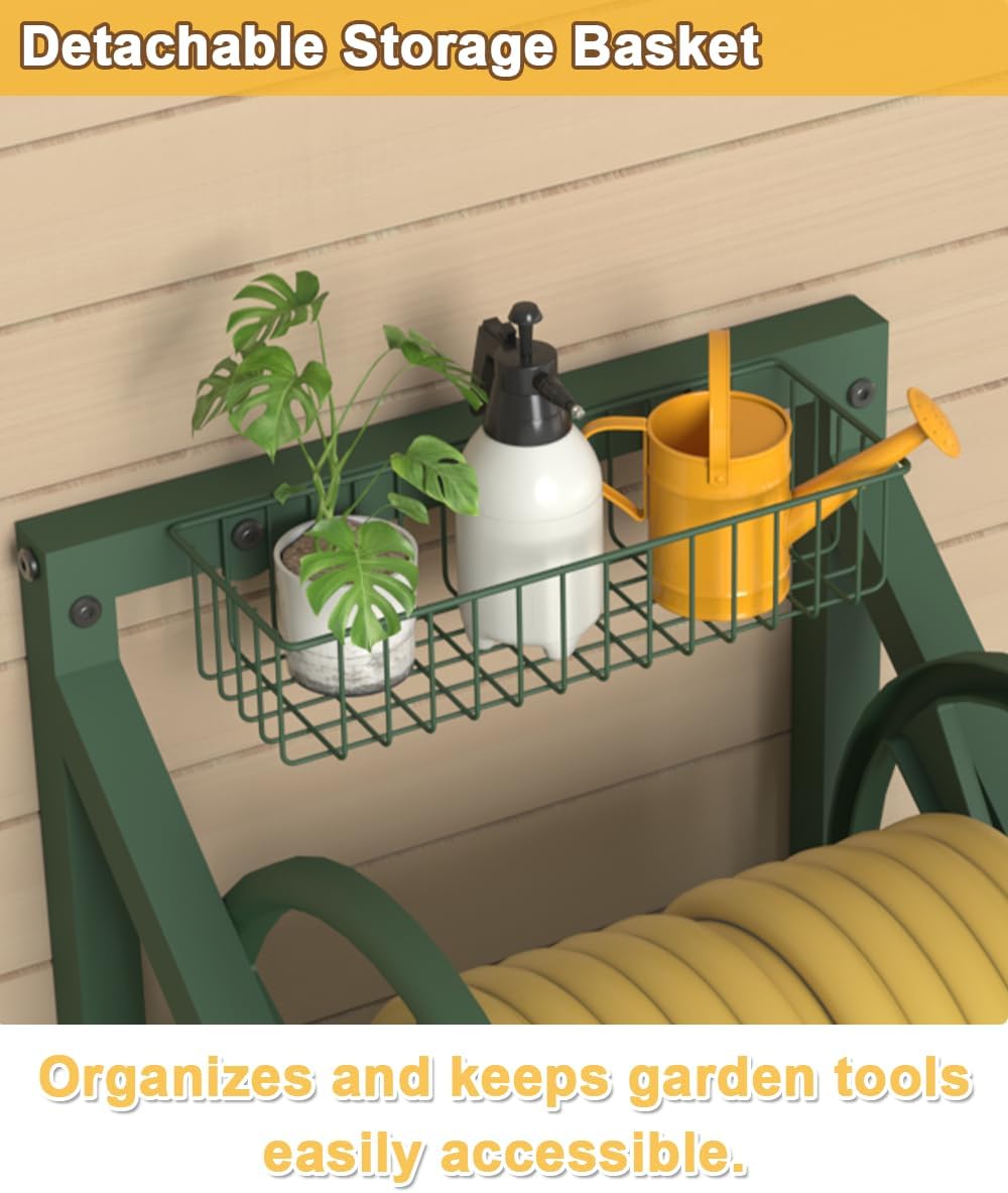 Triangle Wall Mounted Garden Hose Reel Outdoor Hose Holder Black