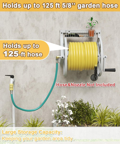 Triangle Wall Mounted Garden Hose Reel Outdoor Hose Holder Black